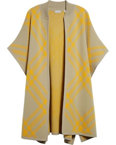Burberry Carly Check Wool Cape - Yellow