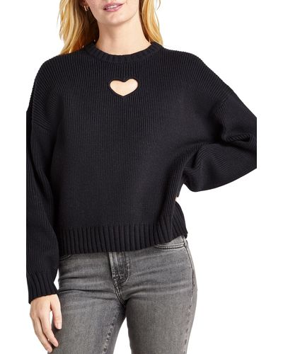 Splendid Elisa Heart Cutout Sweater - Black