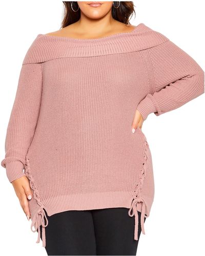 City Chic Sweater Intertwine Sweater - Pink