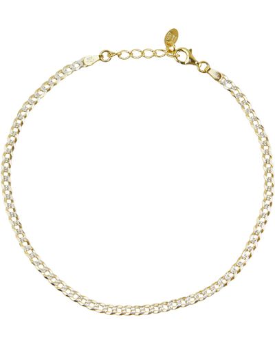 Argento Vivo Sterling Silver Diamond Cut Curb Chain Anklet - White