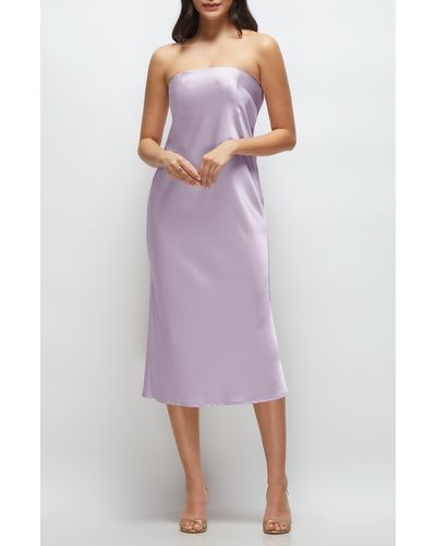After Six Strapless Charmeuse Midi Cocktail Dress - Purple
