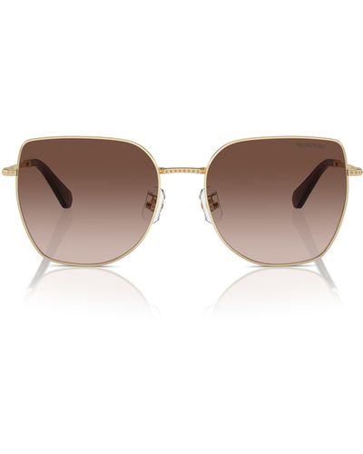 Swarovski 59mm Square Crystal Sunglasses - Brown
