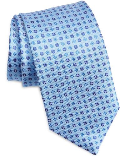 David Donahue Neat Silk Tie - Blue