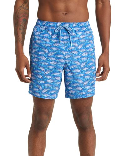 Vineyard Vines Chappy Print Stretch Repreve® Recycled Polyester Swim Trunks - Blue