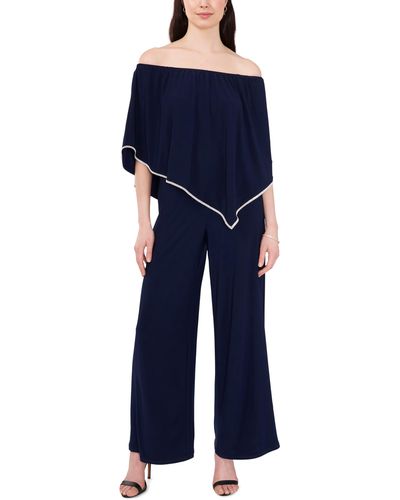 Chaus Overlay Off The Shoulder Jumpsuit - Blue