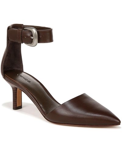 Vince Perri Ankle Strap Pointed Toe Pump - Brown