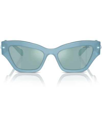 Swarovski Imber 54mm Irregular Sunglasses - Blue