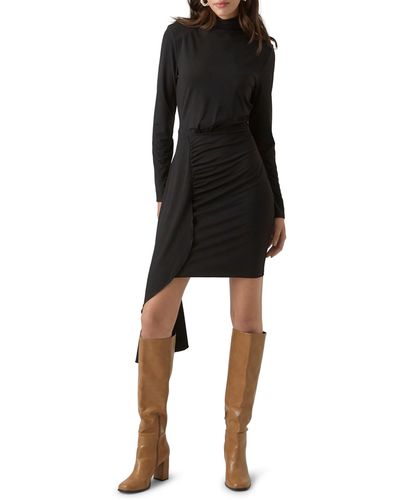 Vero Moda Hevi Long Sleeve Asymmetric Hem Jersey Dress - Black