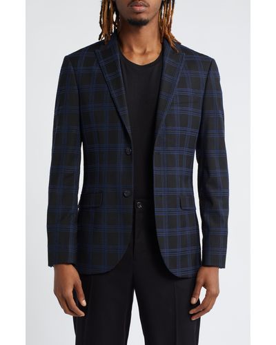 TOPMAN Check Suit Jacket - Black