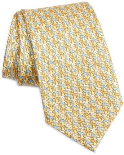 Zegna Quadri Giraffe Silk Tie - Yellow