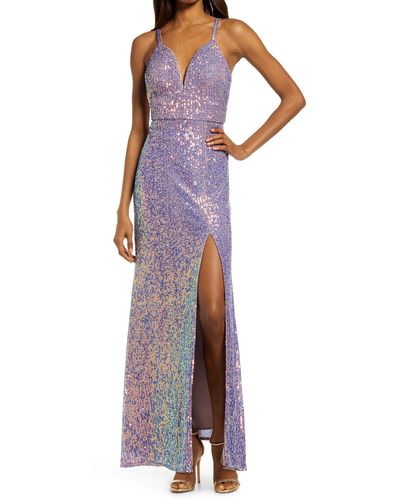 Morgan & Co. Sequin Embellished Gown - Purple