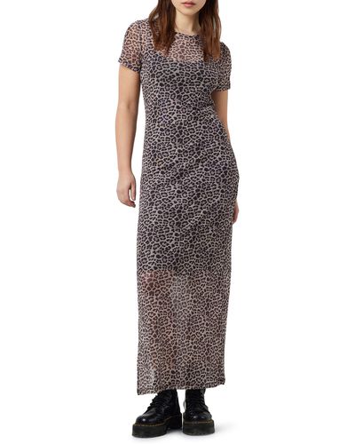 Noisy May Carrie Mesh Body-con Dress - Brown