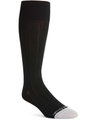 Edward Armah Pima Cotton Blend Rib Dress Socks - Black