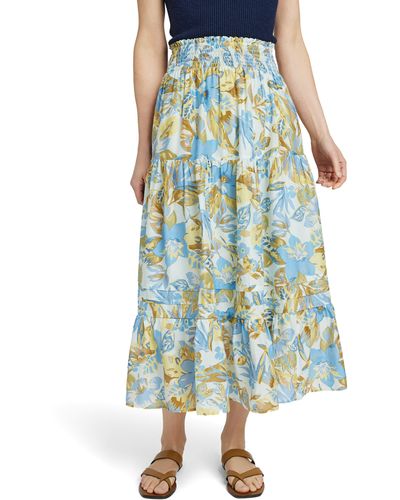 Faherty Ivy Floral Tiered Maxi Skirt - Blue