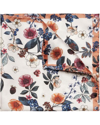 Eton Floral Silk Pocket Square - Natural
