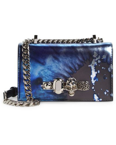 Alexander McQueen Mini Jeweled Satchel Crossbody Bag - Blue