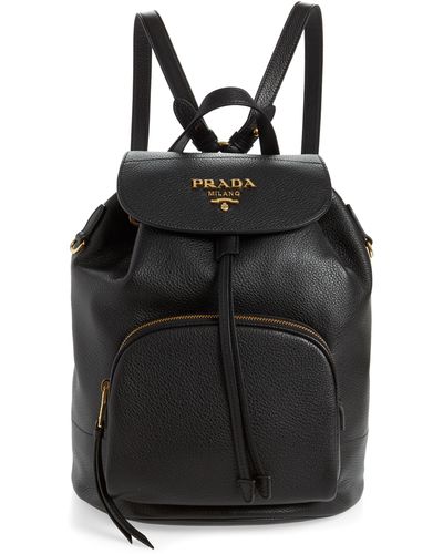 Prada Daino Leather Backpack - Black