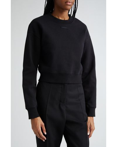 Jacquemus Le Grosgrain Logo Cotton Fleece Crop Sweatshirt - Black