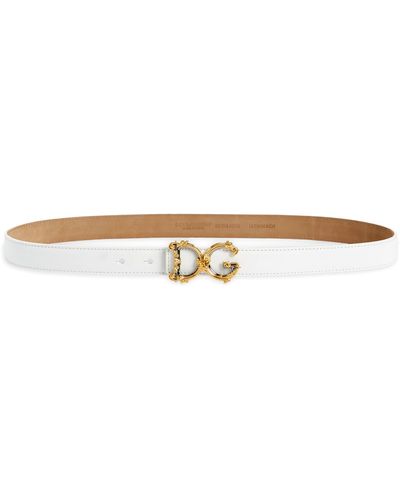 Dolce & Gabbana Dg Baroque Buckle Leather Belt - White