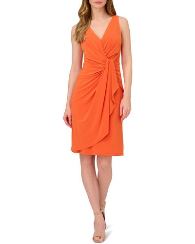 Adrianna Papell Ruched Drape Dress - Orange