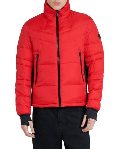 The Recycled Planet Company Racer Ripstop Puffer Jacket - Red
