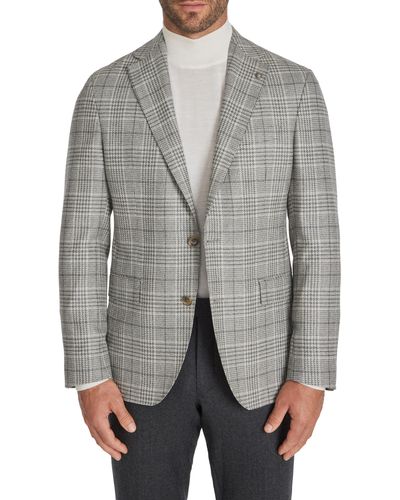 Jack Victor Mcallen Contemporary Fit Plaid Wool & Silk Blazer - Gray