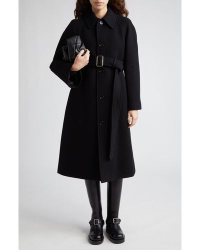 Burberry Regular Fit Belted Wool Twill Car Coat - Black