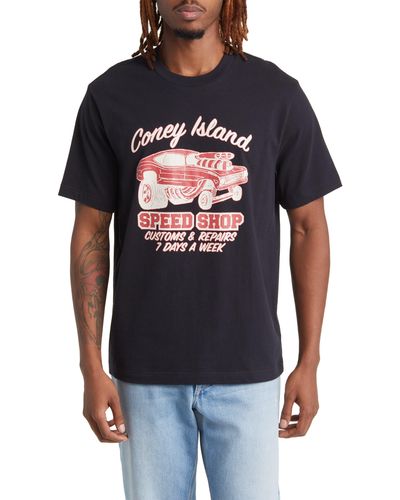 Coney Island Picnic Speed Shop Graphic T-shirt - Gray