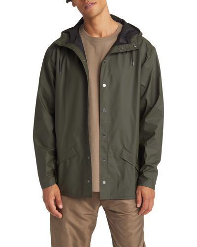 Rains Lightweight Hooded Waterproof Rain Jacket - Green