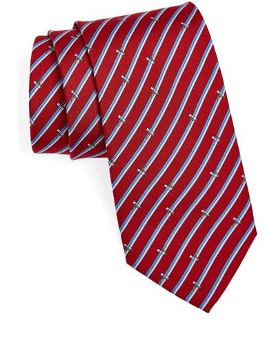 Ferragamo Tinta Painter Stripe Silk Tie - Red