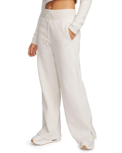 Nike Sportswear Phoenix Plush High Waist Wide Leg Fleece Pants - White