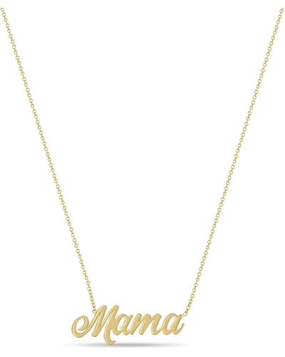 Zoe Chicco Mama Script Pendant Necklace - Metallic