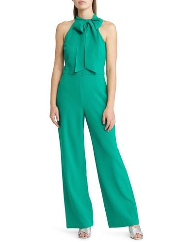 Vince Camuto Bow Neck Stretch Crepe Jumpsuit - Green