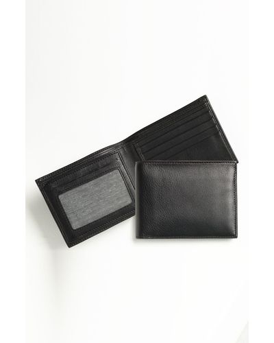 Bosca Id Flap Leather Wallet - Black