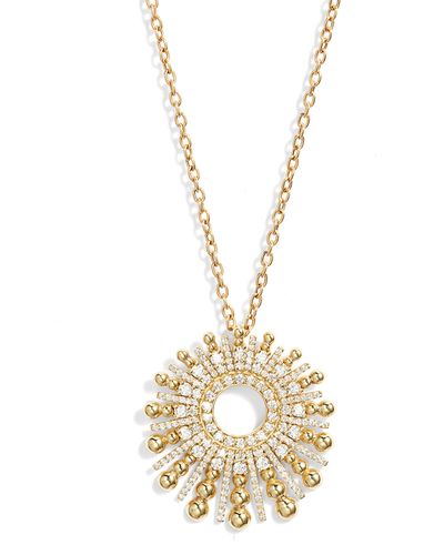 Mindi Mond Icon Gold Bead & Diamond Spoke Pendant Necklace - Metallic