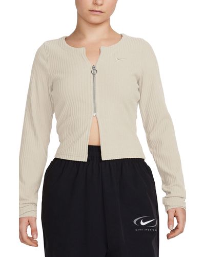 Nike Sportswear Chill Knit Rib Zip Cardigan - Natural