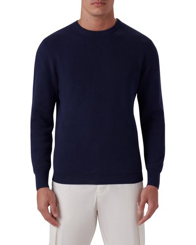 Bugatchi Cotton Rib Sweater - Blue
