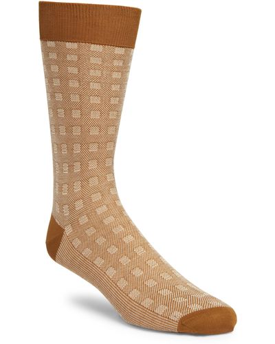 Canali Geo Box Dress Socks - Brown