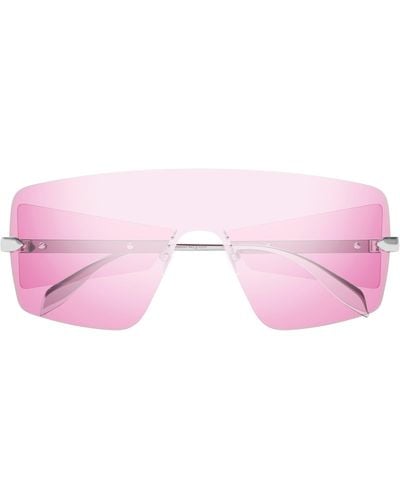 Alexander McQueen 99mm Oversize Mask Sunglasses - Pink