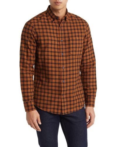 Nordstrom Marcus Trim Fit Check Flannel Button-down Shirt - Brown