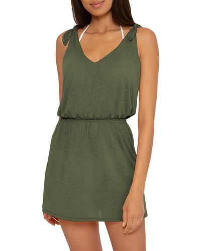 Becca Breezy Basics Smocked Waist Cover-up Dress - Green