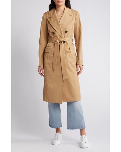 Avec Les Filles Stretch Cotton Blend Belted Trench Coat - White