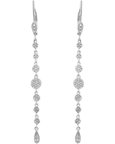 Meira T Diamond Disc Linear Drop Earrings - White