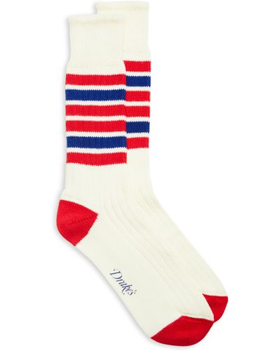 Drake's Stripe Sport Socks - Red