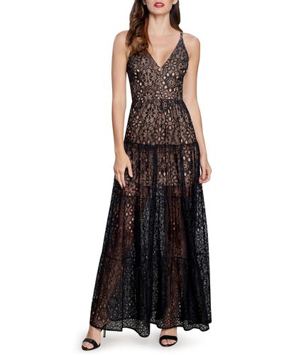 Dress the Population Melina Lace Sleeveless Gown - Black