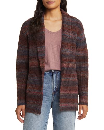 Caslon Caslon(r) Space Dye Open Front Cardigan - Brown