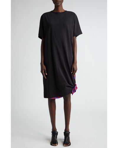 Dries Van Noten Oversize Asymmetric T-shirt Dress - Black