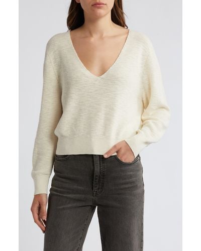 Treasure & Bond Shrunken Cotton & Linen Sweater - White