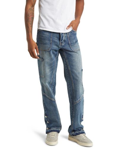 DIET STARTS MONDAY Release Hem Nonstretch Cotton Denim Carpenter Jeans - Blue