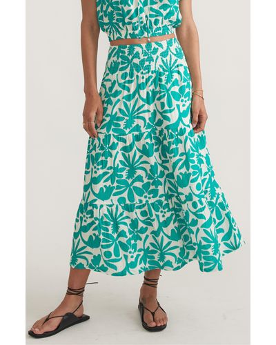 Marine Layer Corinne Floral Double Cloth Maxi Skirt - Green